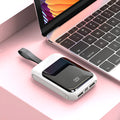 20,000mAh portable power bank showing multiple USB ports and compact dimensions