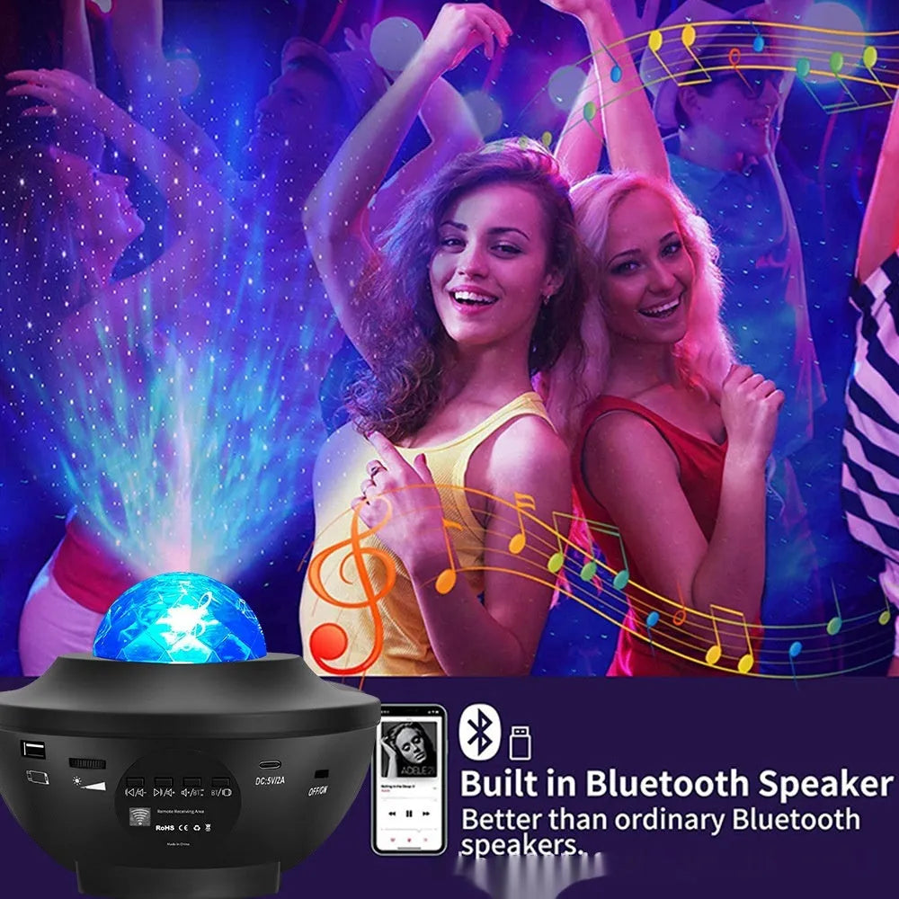 Black parallel style starry sky projection lamp with USB cable and remote control