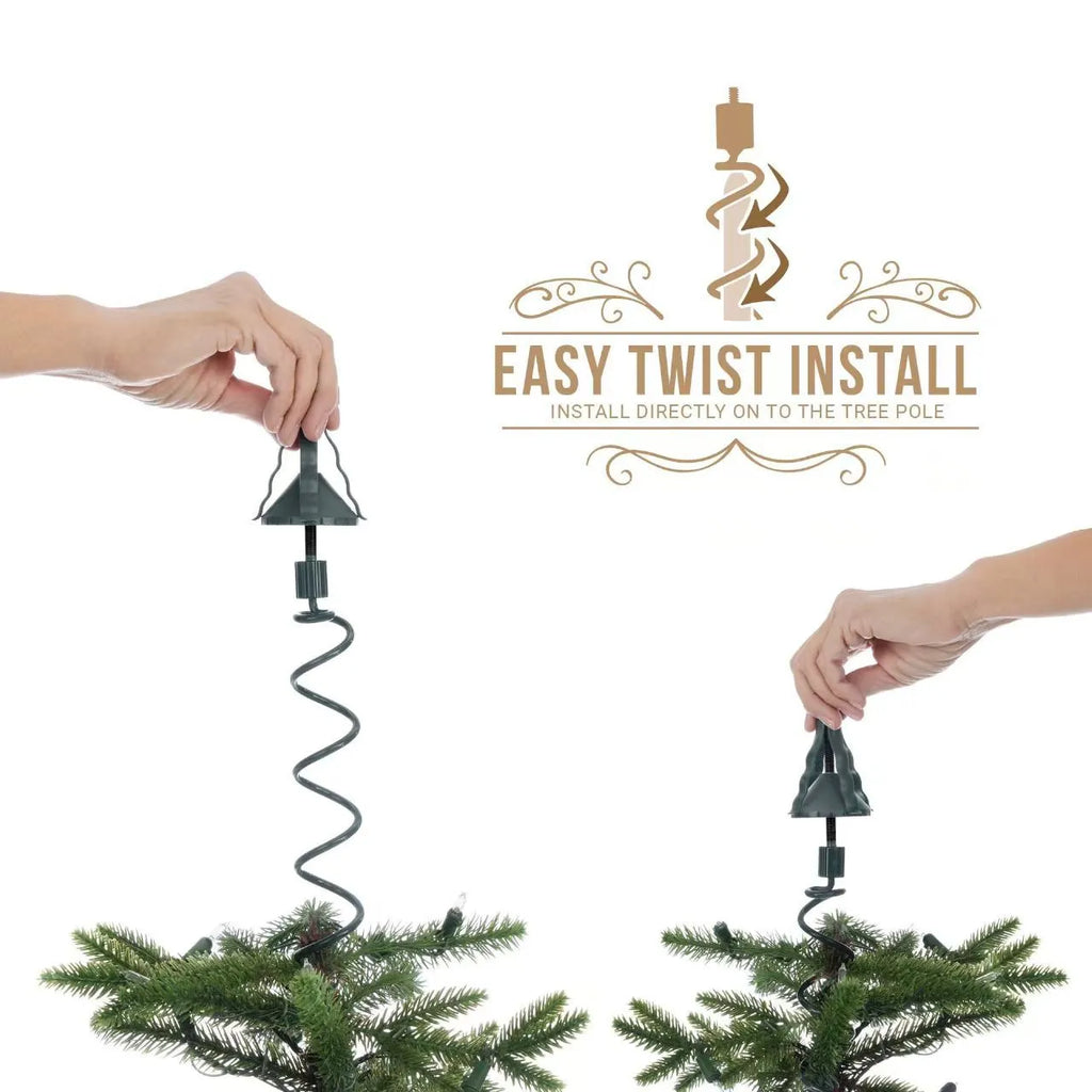 Adjustable Christmas tree topper stand with ABS plastic and metal bracket, injection moulded, silver tone