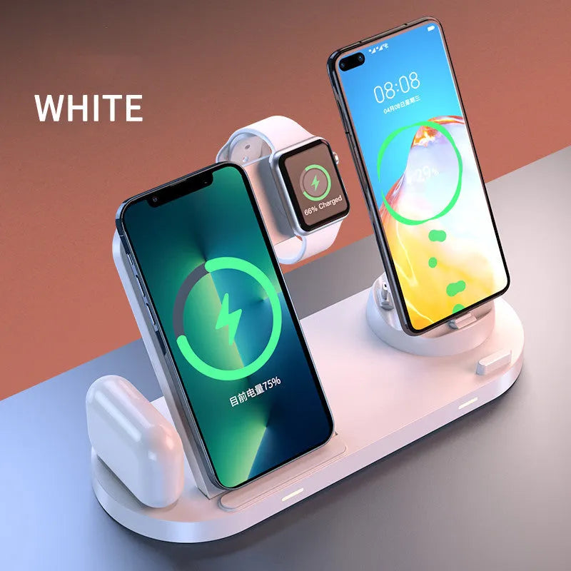 Multifunctional wireless charger base plate in black, foldable design with fast charging capability