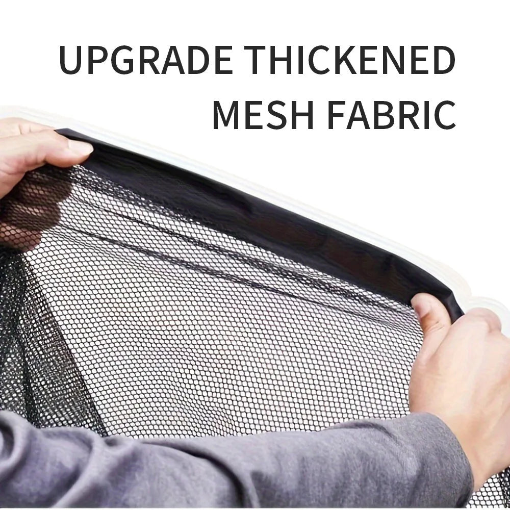 Foldable pet dog fence made of fibreglass mesh for indoor use, no drilling required, with hooks for doorway installation