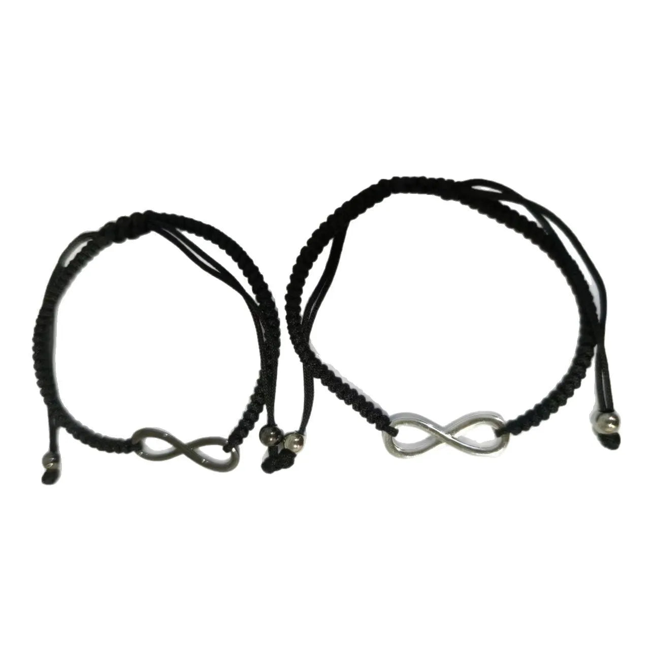 Eight-character woven black couple bracelet set made from electroplated copper alloy for women