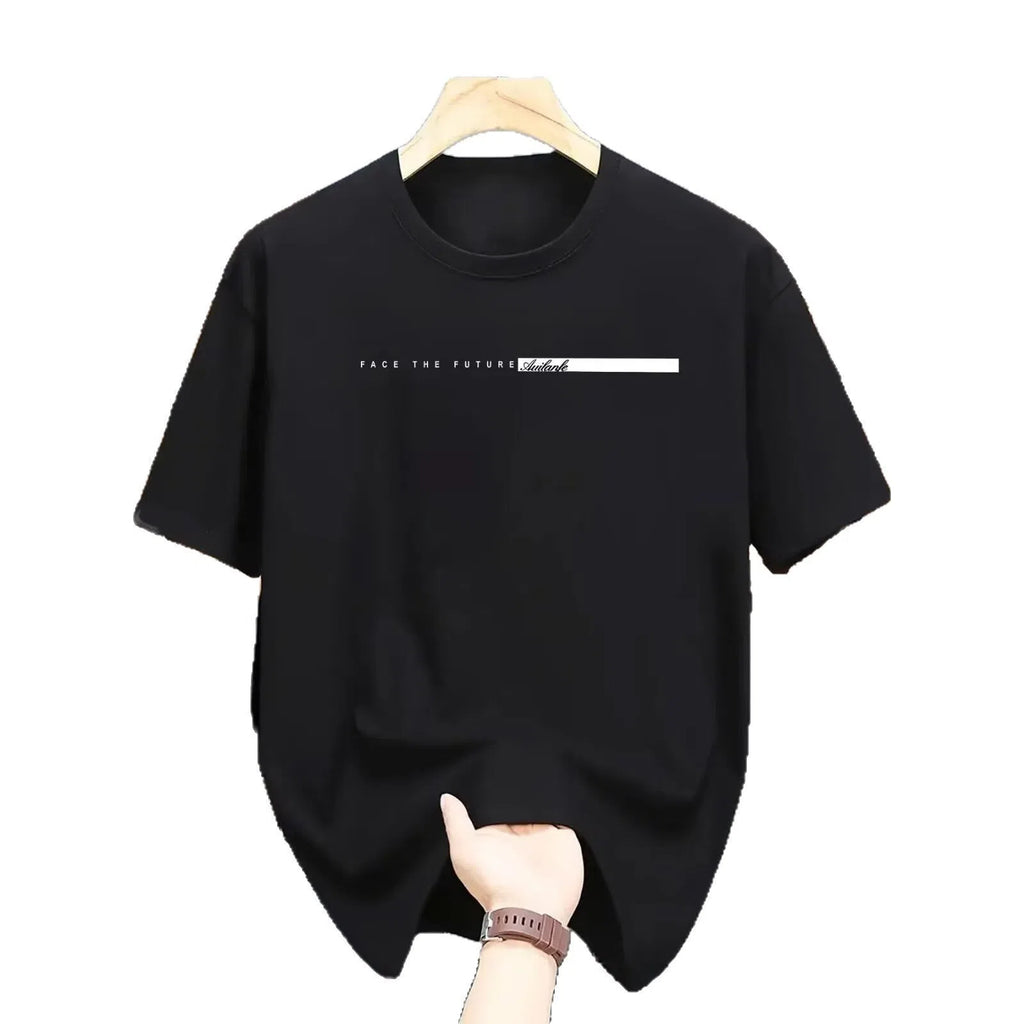 Men's cotton blend half sleeve bottoming shirt in solid colour loose fit