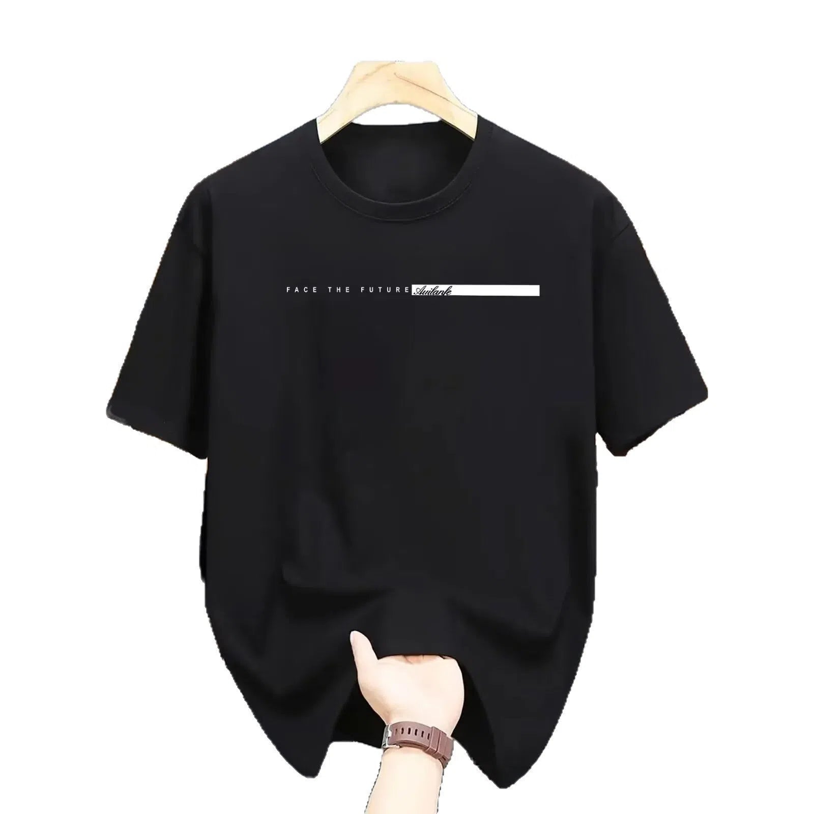 Men's cotton blend half sleeve bottoming shirt in solid colour loose fit
