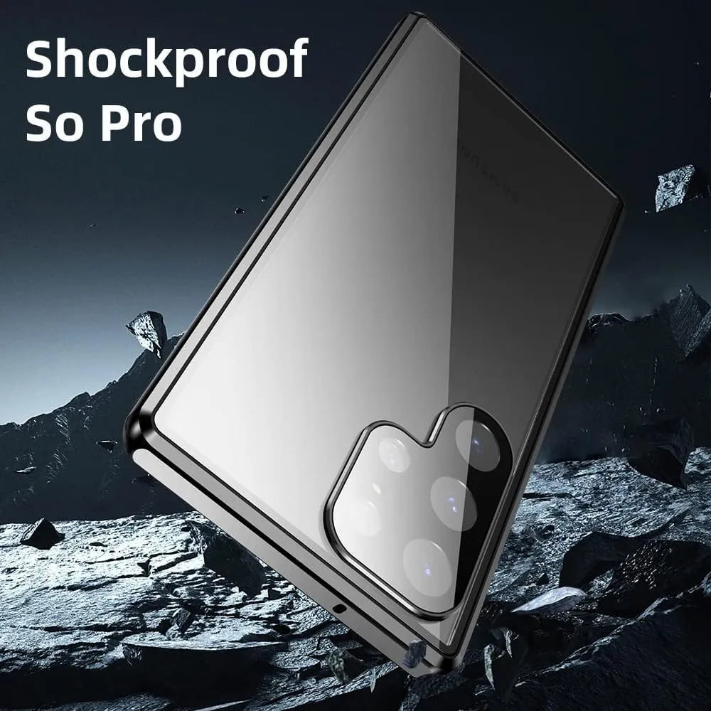 Magnetic King glossy metal HD peep-proof phone case for Samsung S25 Ultra in silver