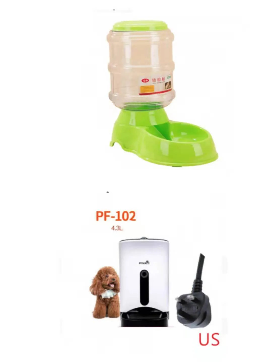 3.5L automatic gravity pet feeding basin for cats and dogs, available in blue, green, and pink colours