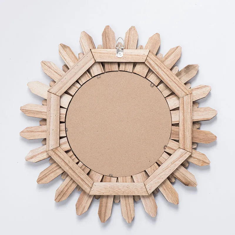 European-style solid wood handmade hanging mirror with baked finish