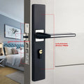 Aluminium alloy indoor split magnetic door lock handle for timber doors in black finish.