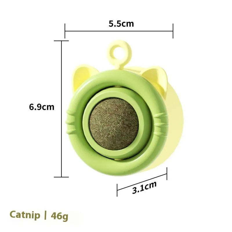 Mint-flavoured ABS plastic cat toy in yellow green, 6.9x5.5x3.1cm