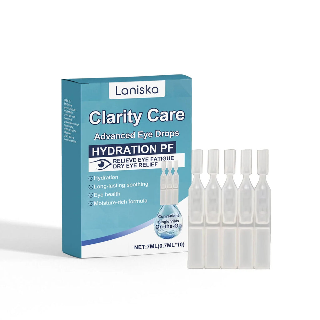Bottle of bright and gentle moisturising eye drops with mint leaf and sodium hyaluronate.