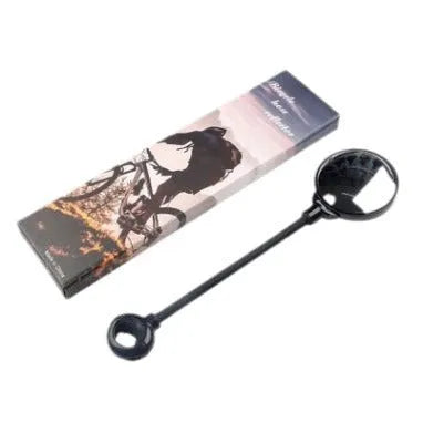 Black metal bicycle rearview mirror with hose adjustment mechanism for handlebar mounting