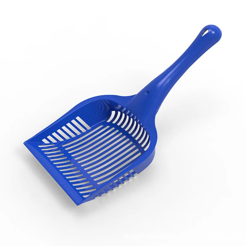 PP plastic cat litter scoop in red, yellow, or blue colour options showing small and medium size comparisons