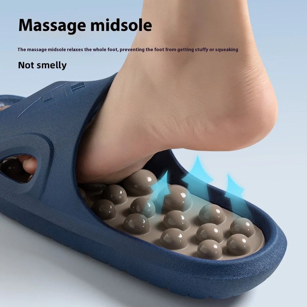 Non-slip ball massage sandals with grape particle texture, PVC upper and sole, available in multiple colours