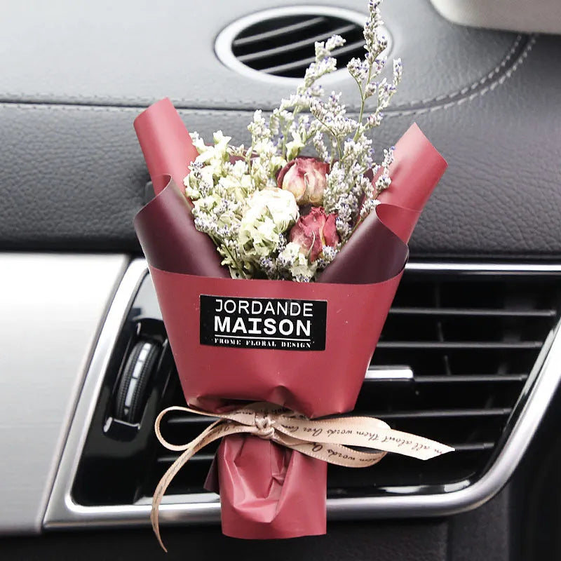 Mini dried flower bouquet for car vent attachment in multiple colour and style options
