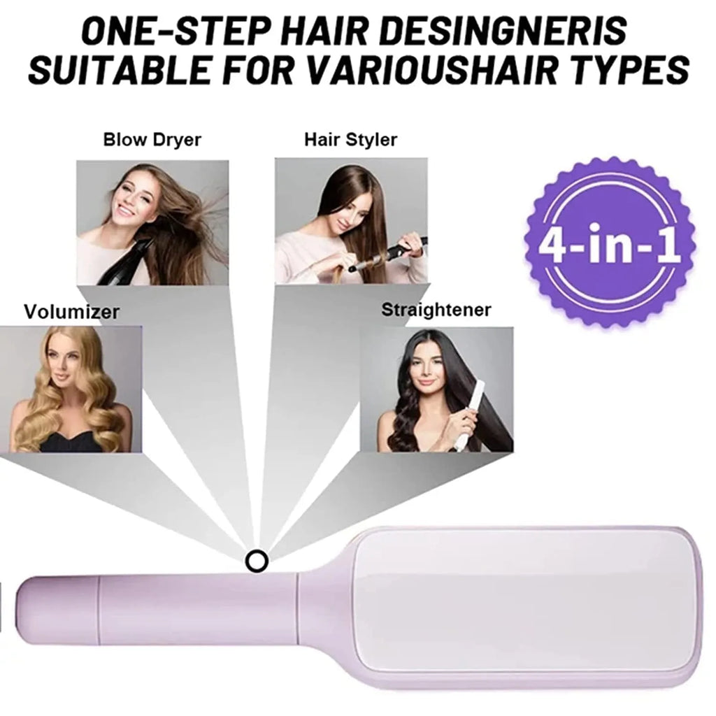 Roland purple self-cleaning hairbrush with rotating handle and anti-static massage teeth