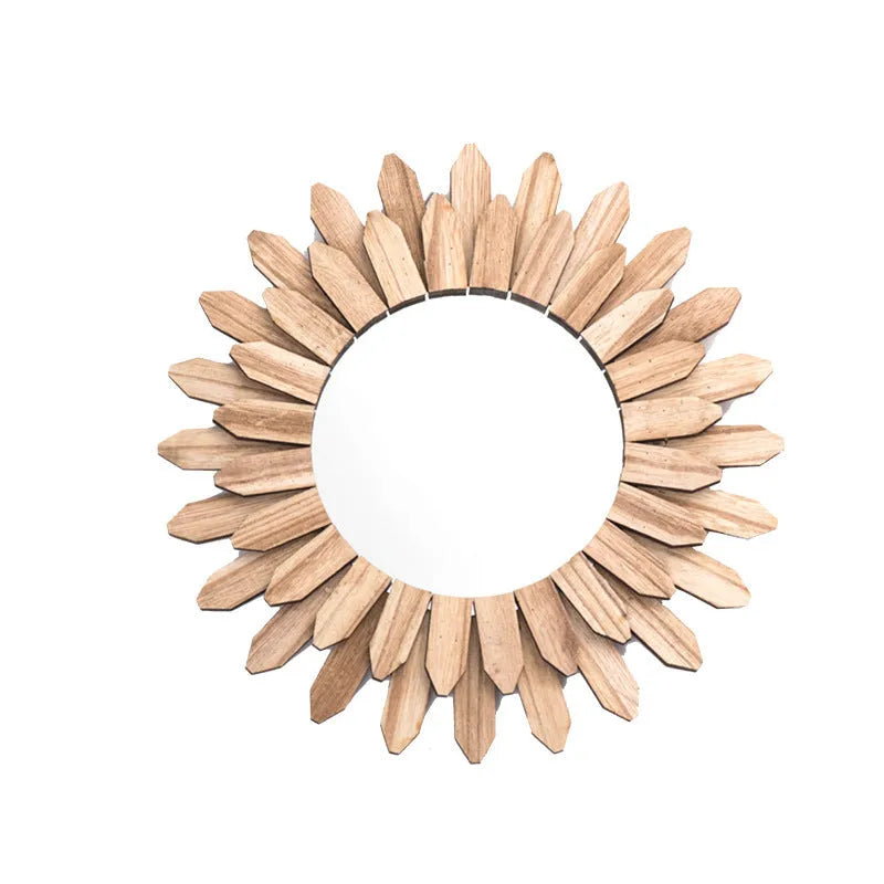 European-style solid wood handmade hanging mirror with baked finish