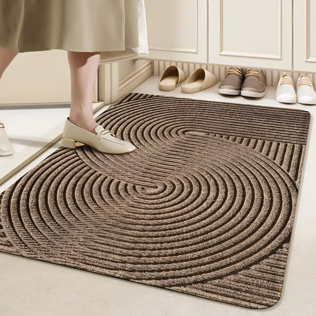 Green alien-shaped diatom oil entrance floor mat with cartoon anime pattern, measuring 60 by 90 cm.