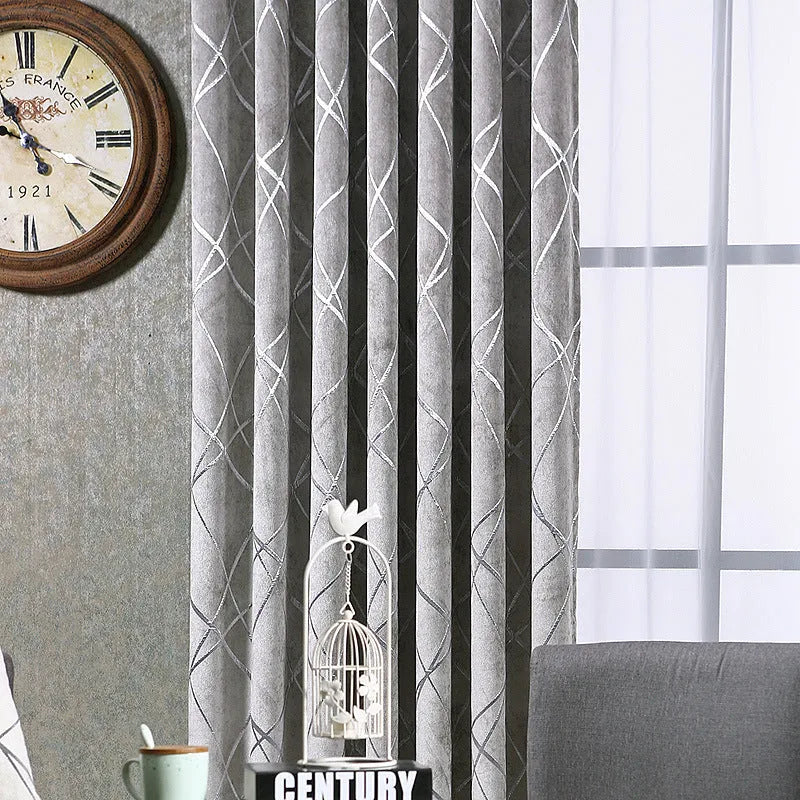 Modern chenille blackout curtain in neutral colour with jacquard weave texture