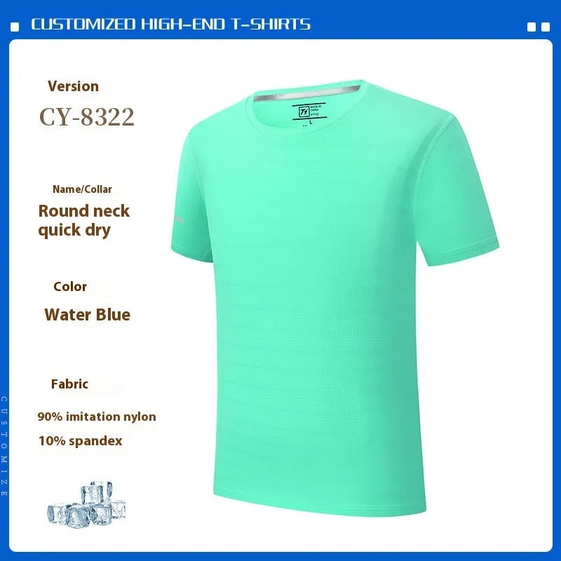 Quick-drying waterproof oil-proof antifouling round neck short sleeve work shirt in straight cut solid colour