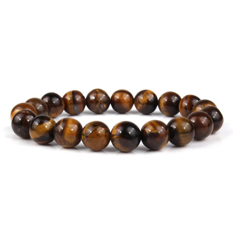 Natural tiger eye stone bracelet with round beads in a choice of colours and sizes