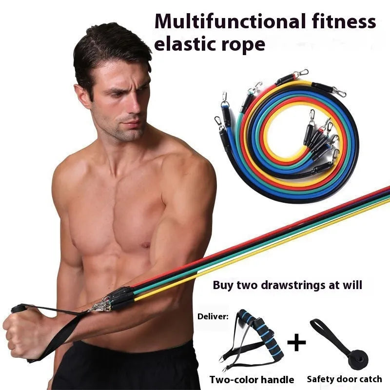 Multi-functional door sports 11-piece set with pulling rope for home fitness training