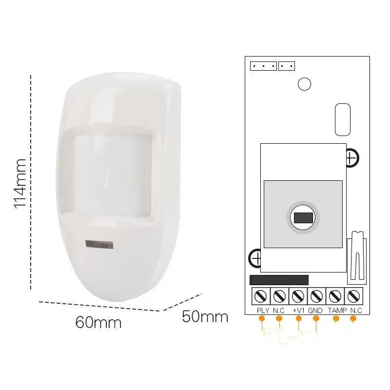 White wired PIR motion sensor wall mounted passive infrared detector with 120 degree angle