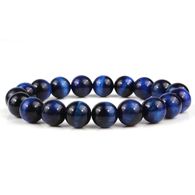 Natural tiger eye stone bracelet with round beads in a choice of colours and sizes
