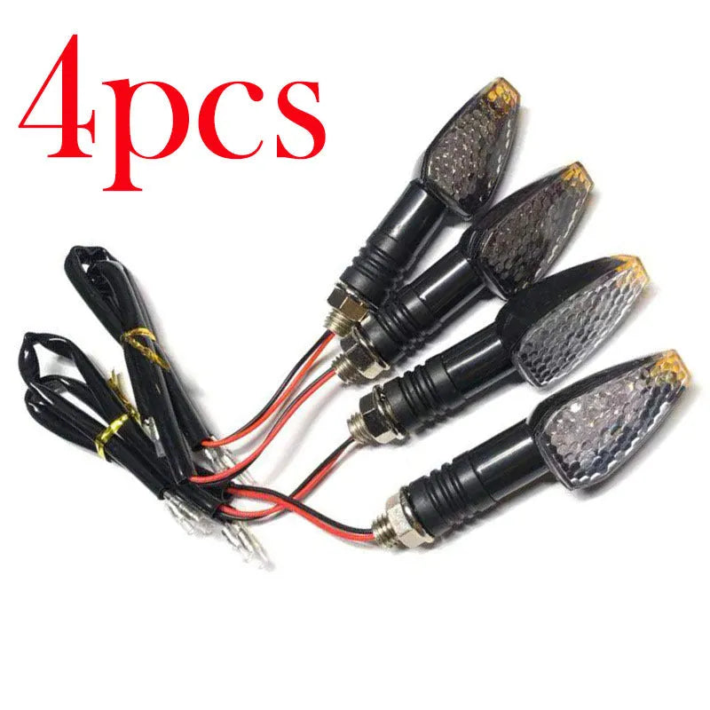 Motorcycle LED turn signal light 85mm length blackened shell yellow light for 12V DC bikes