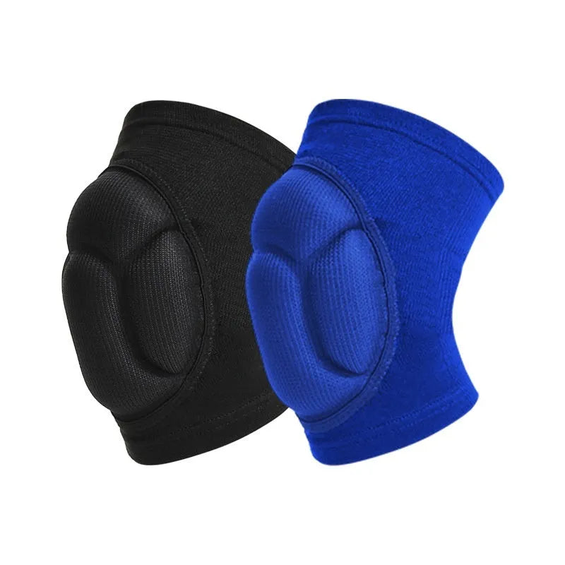 Black and blue thick sponge dance knee pads for volleyball and outdoor sports