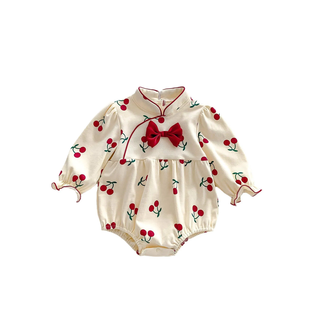 Girls cotton double breasted romper in apricot for 66cm 73cm 80cm 90cm height