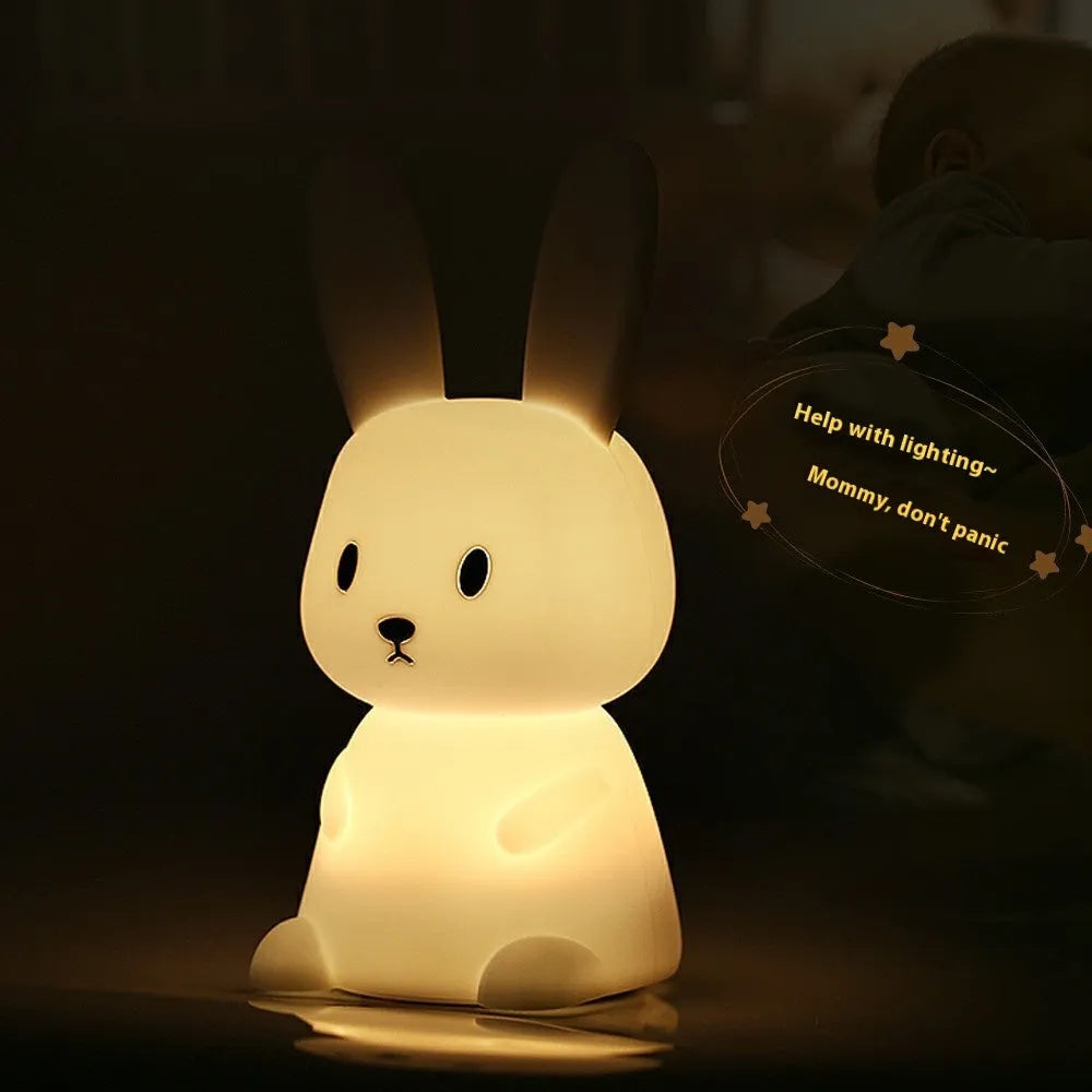 Small night lamp with cartoon animal shape, colour-changing LED, USB charging, 94x92x202mm