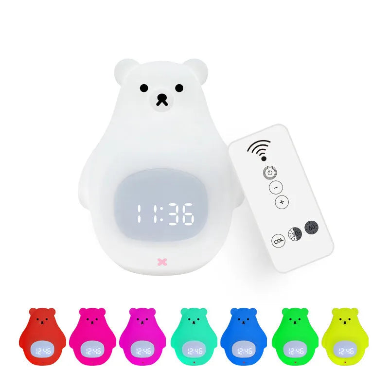 Big White Bear shaped silicone night light with colourful cross-mirror explosion light effect.