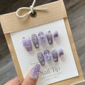 Handmade nail sticker sheet with purple iris tectorum butterfly design and nail glue tube in pack