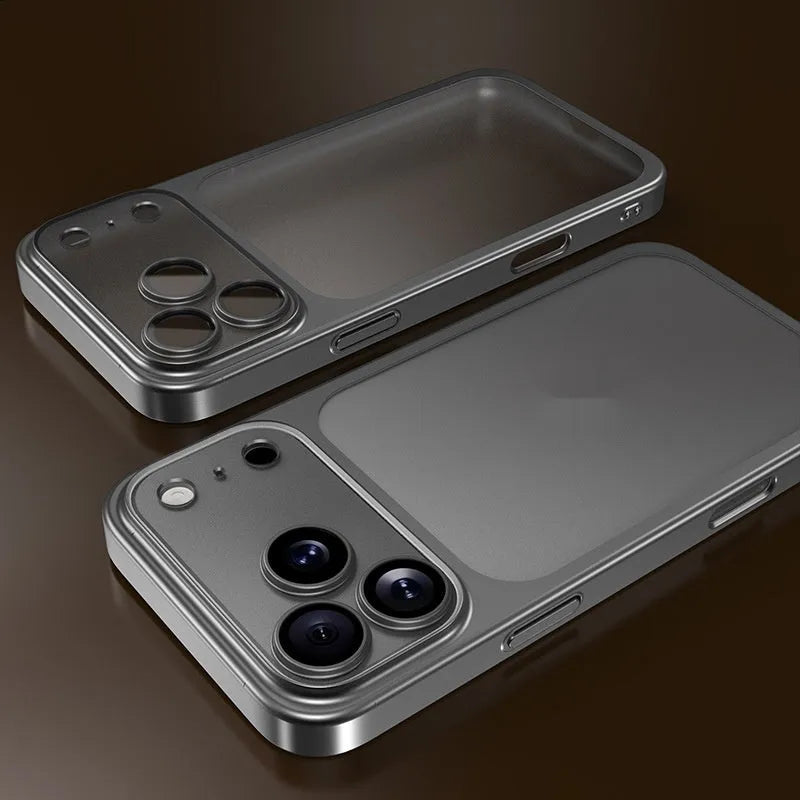 iPhone 17 series PC phone case with frosted electroplating finish in all-inclusive drop-resistant design