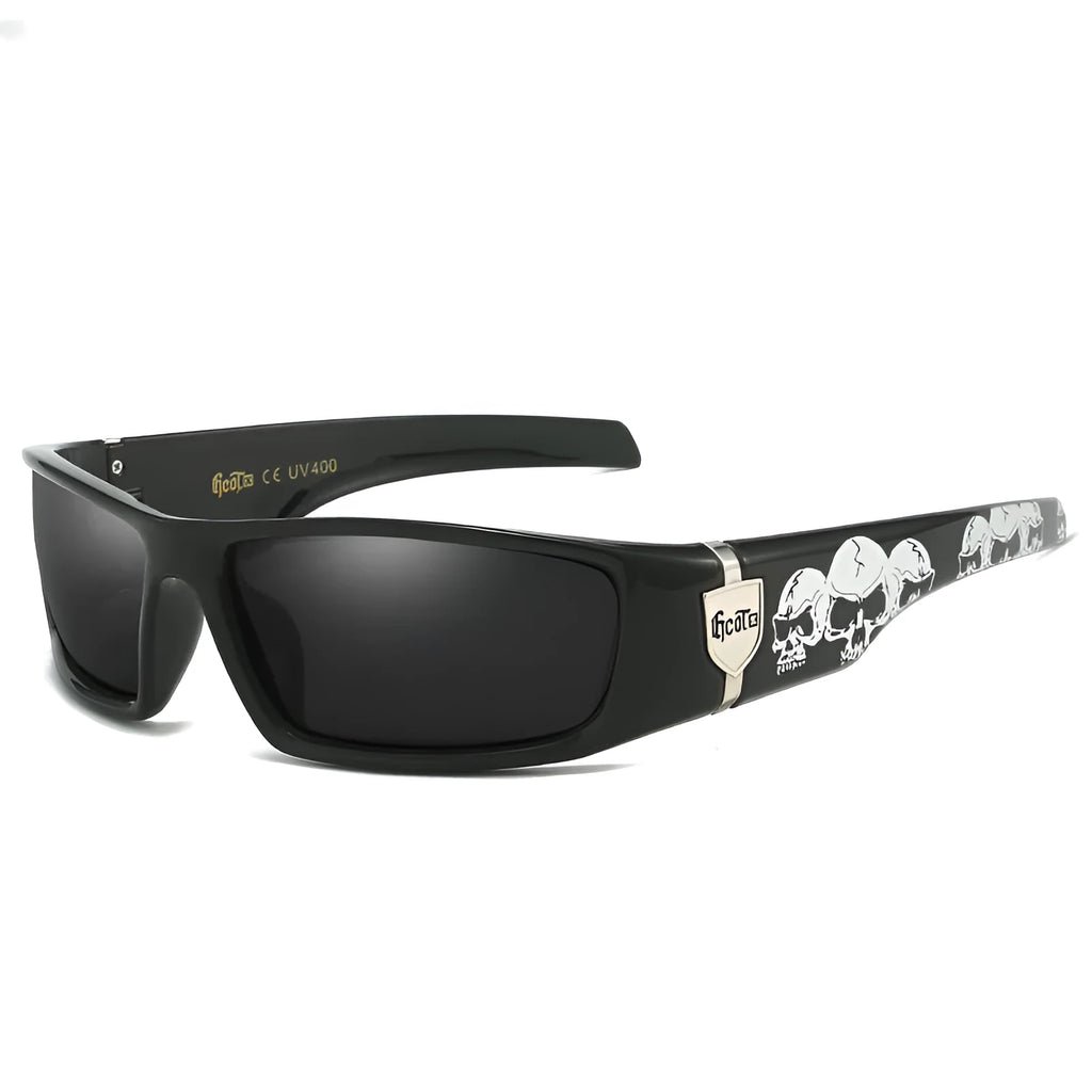 Bandit style hip hop polarized sunglasses in box-style design with multiple colour options