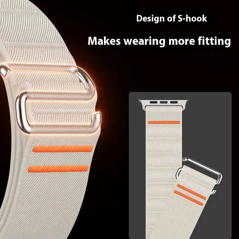 Elastic nylon Apple watchband with stainless steel buckle in multiple colour options