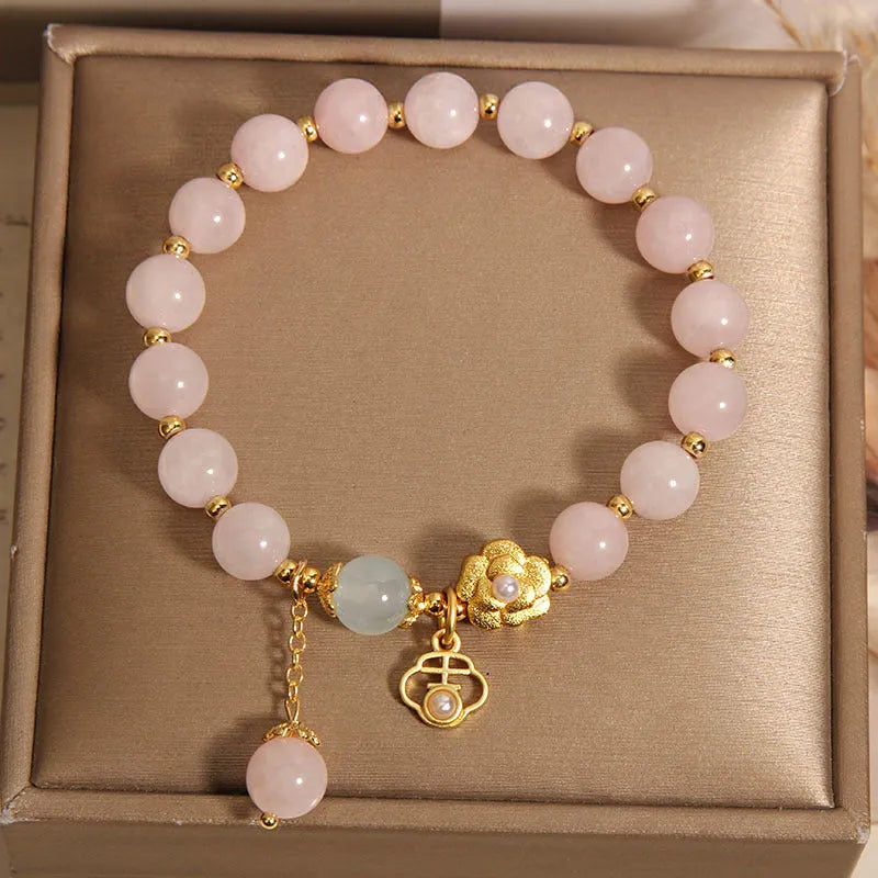 Pink crystal flower bracelet for women's fashion jewellery