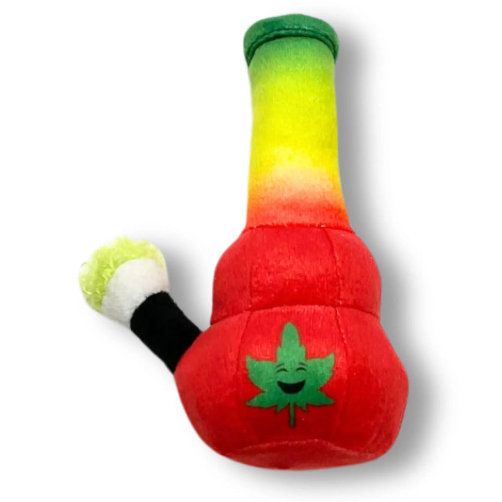 Colourful sounding kettle plush dog toy with picture-style pattern, 24 cm size
