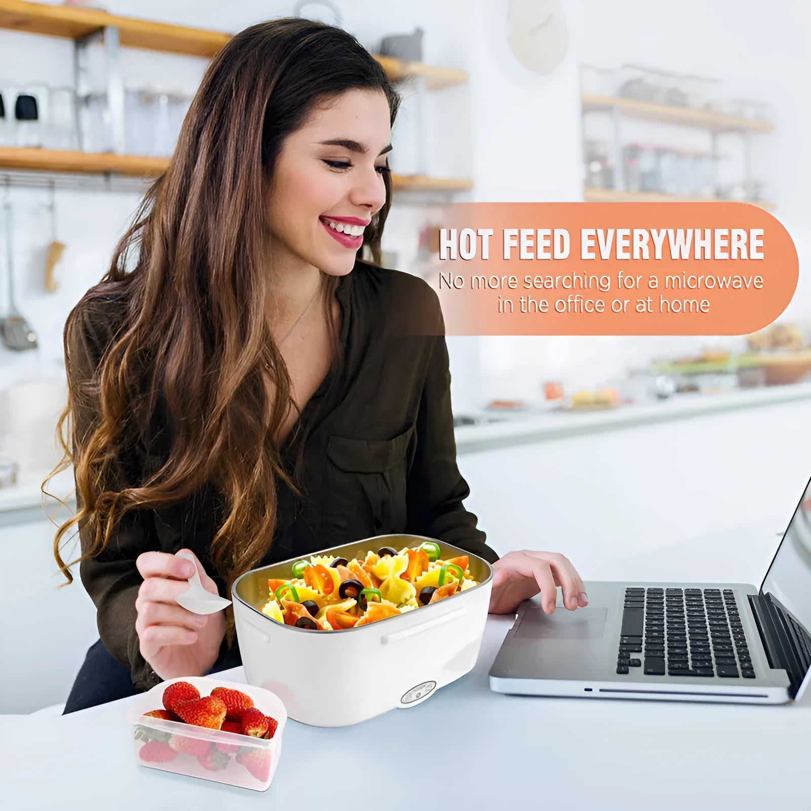 Grey dual-purpose electric lunch box with 1.2 litre capacity for car and home use