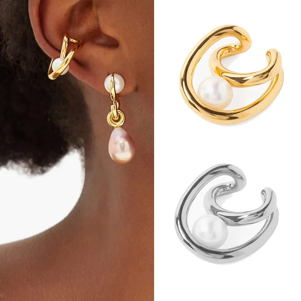 Retro non-piercing brass ear clip with electroplating finish, gold single colour option