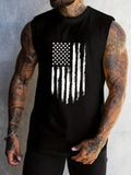Men's sleeveless polyester vest top in dark heather grey with printed design, available in sizes S to XXXXL