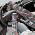 Printed ice silk UV protection sleeve gloves in floral pattern with elastic free size design
