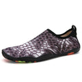 Blue elastic water wading shoes with EVA sole for beach and swimming.