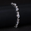 Zircon line bracelet for women, copper geometric shape, inlaid zircon, blue colour option