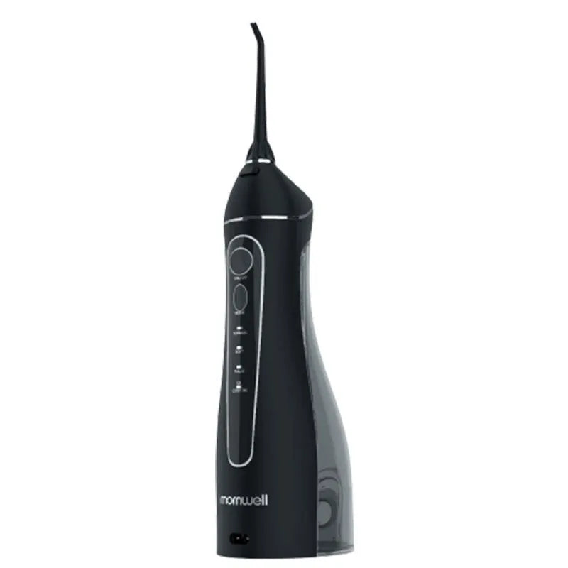 Black portable oral irrigator water flosser with smart water pick design for adult home dental care
