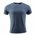 Men's short sleeve running t-shirt in polyester spandex fabric on a size chart