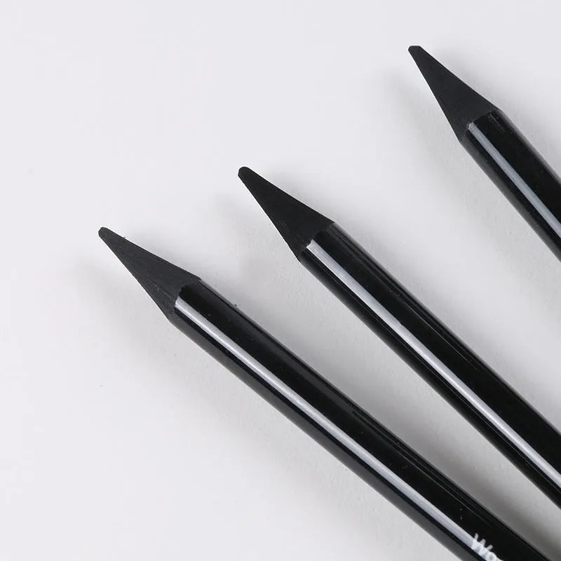 Solid graphite and carbonized pencil set in suction card pack with wooden shell