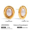Stainless steel vintage pearl ear studs for women with electroplated finish.