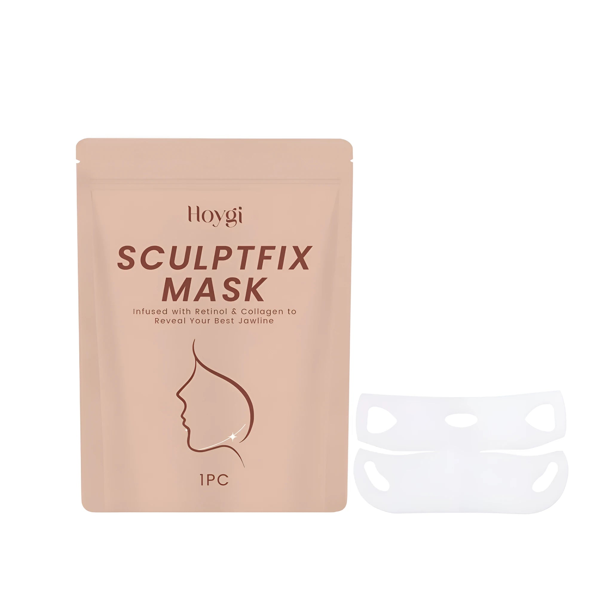 V-shaped single-use chin mask for anti-wrinkle and firming skincare treatment.