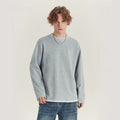 Men's loose fit long sleeve cotton blend t-shirt in melange grey colour